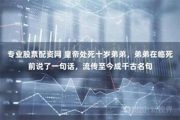 专业股票配资网 皇帝处死十岁弟弟，弟弟在临死前说了一句话，流传至今成千古名句